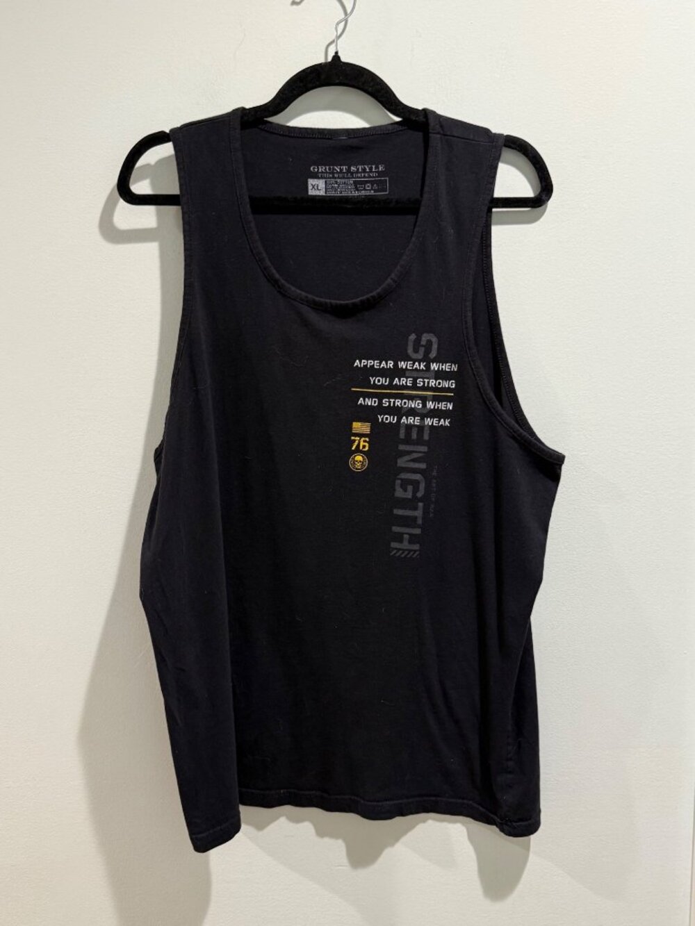 Grunt Style Men's Strength Through Suffering Black 100% Cotton Tank Top Size XL